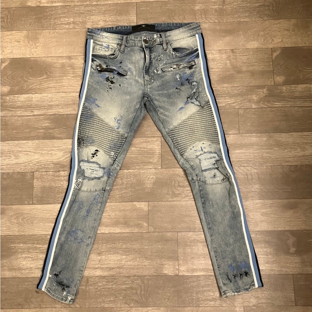 Jordan Craig Blue Skinny Jeans with Distressed Details